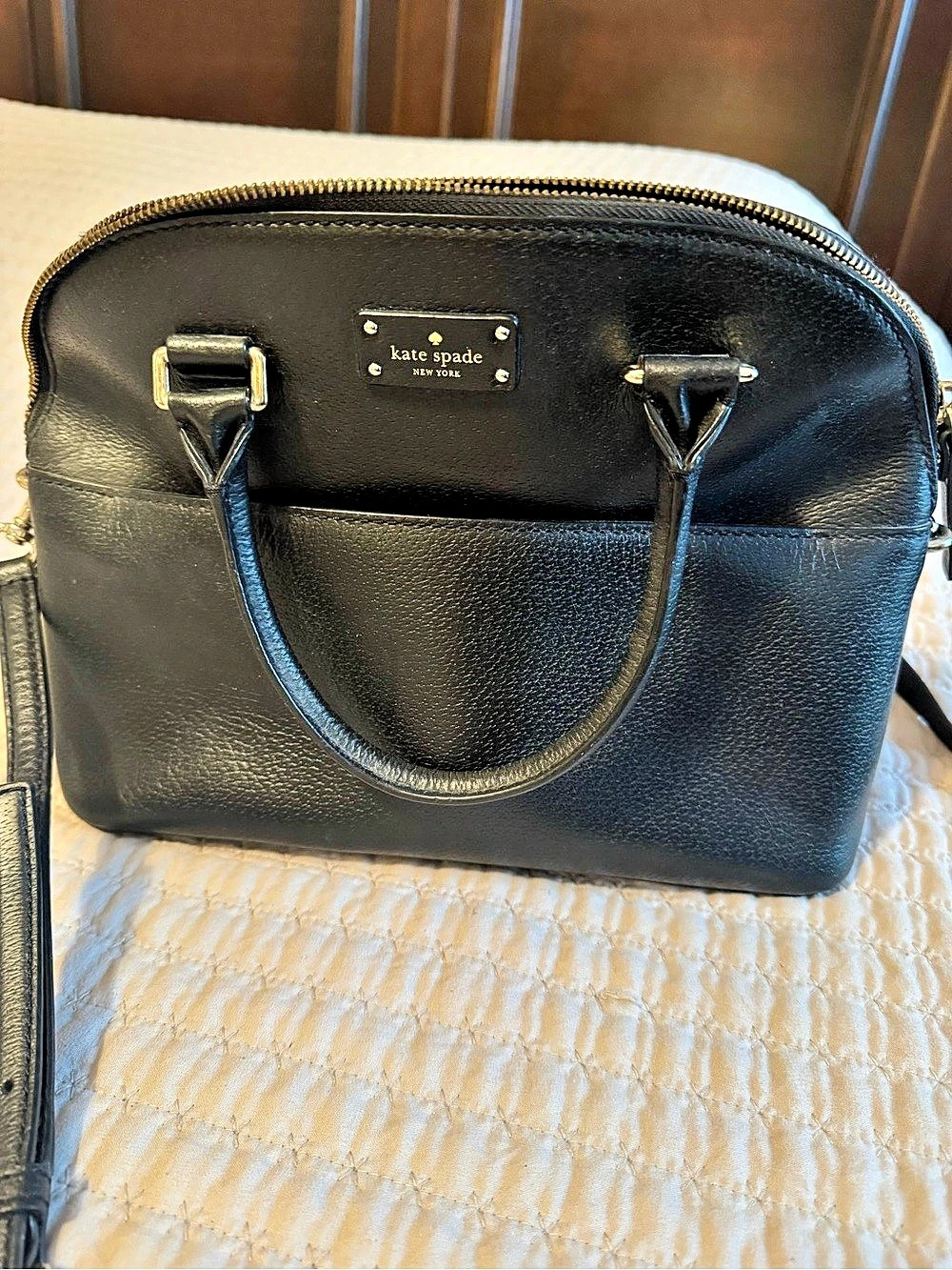Kate Spade Pebbled Leather Dome Satchel Black